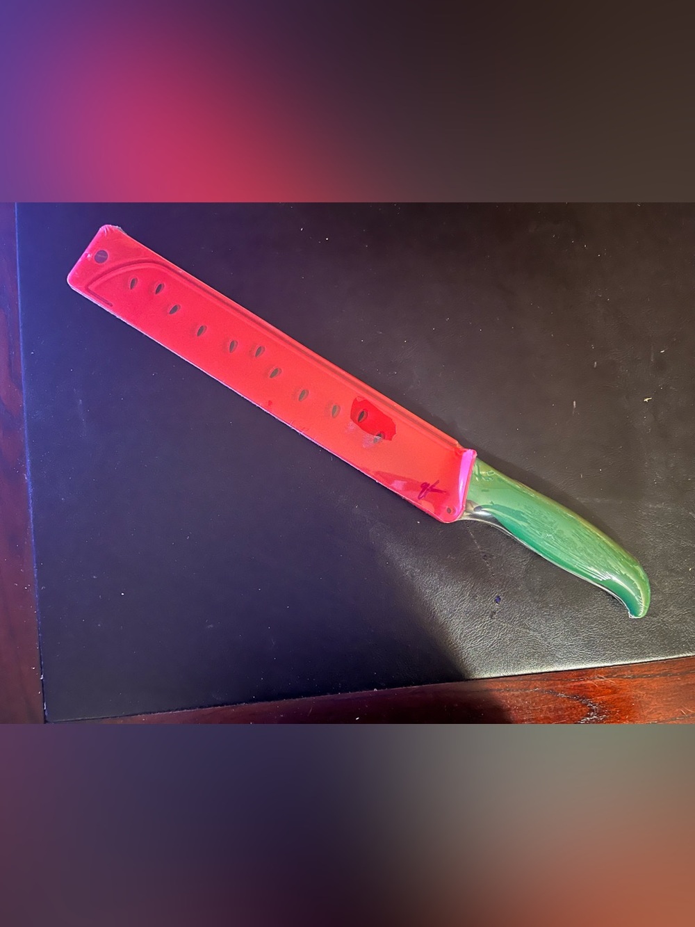 Watermelon Knife with Red Blade Sheath - Safe Storage